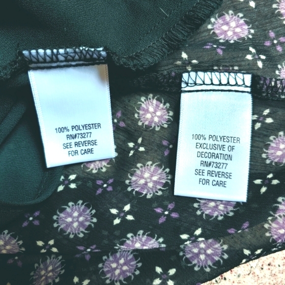 Vintage Sheer Blouse with Cami Pretty Floral Pattern Long Sleeves - Picture 8 of 11